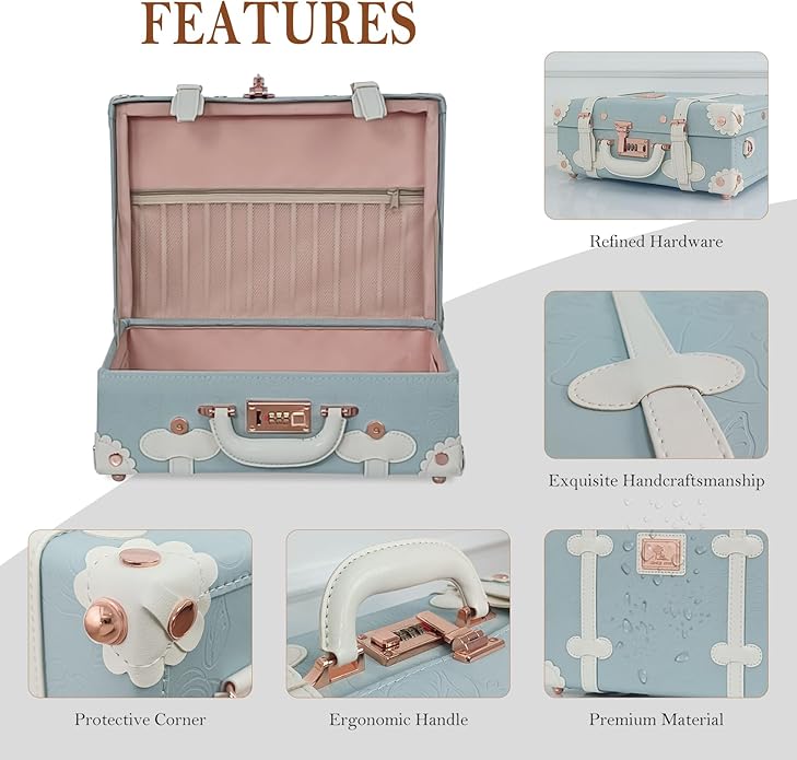 Unitravel Baby Keepsake Case, Handmade Memory Storage Box, Newborn Keepsake Box, Vintage Suitcase for Baby Shower, Baptism, Naming Ceremony or Birthday