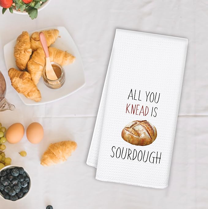 Funny Sourdough Kitchen Towels, Tea Towels for Baking, All You Knead is Sourdough Decorative Dish Hand Towels for Kitchen, Baking Gifts for Women Baking Lovers, 16x24 Inch