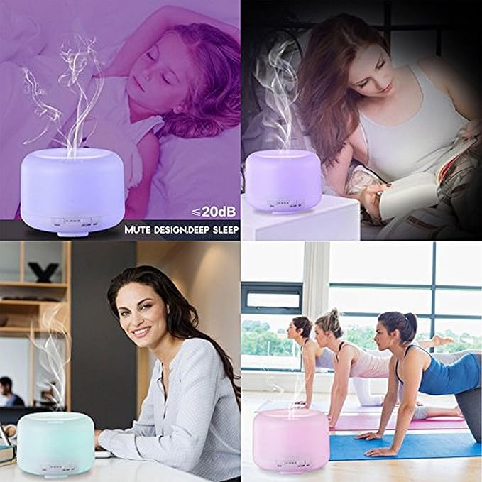 EcoGecko Mr Mister 1000ML Ultrasonic Aromatherapy Essential Oil Air Diffuser, Cool Mist Humidifer with 7 Color LED Light, Waterless Auto Shut-Off