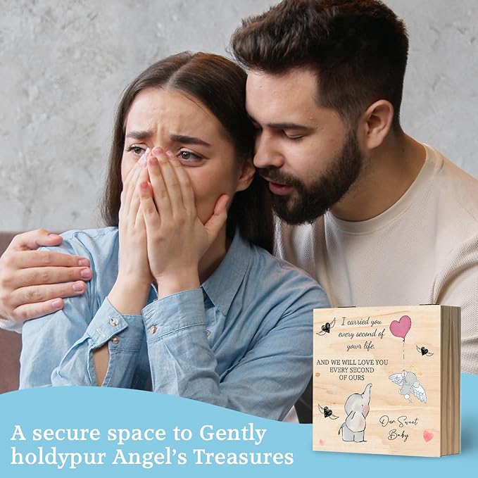 Miscarriage Keepsake Box-Miscarriage Gifts for Mothers Fathers Parents,Pregnancy/Infant Loss Sympathy Gift,Miscarriage Memorial,Wooden Memory Box,Bereavement Care Package