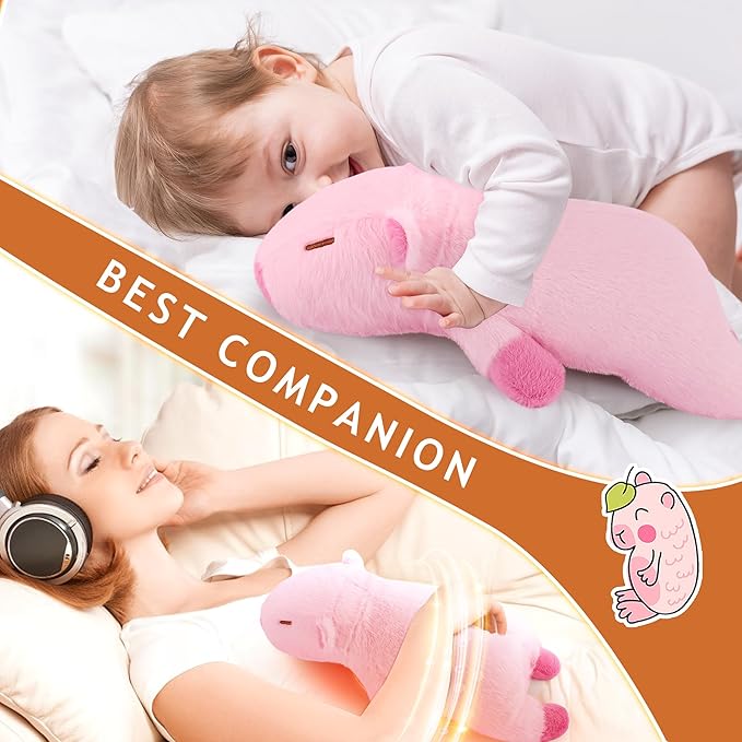 1.8lb Pink Capybara Stuffed Animals Plush Microwavable Heating Pad-Pink Capybara Heating Pads for Cramps &Period Pain Relief, Heatable & Coolable Stuffed Animals Bedtime Birthday Gift for Women Kids