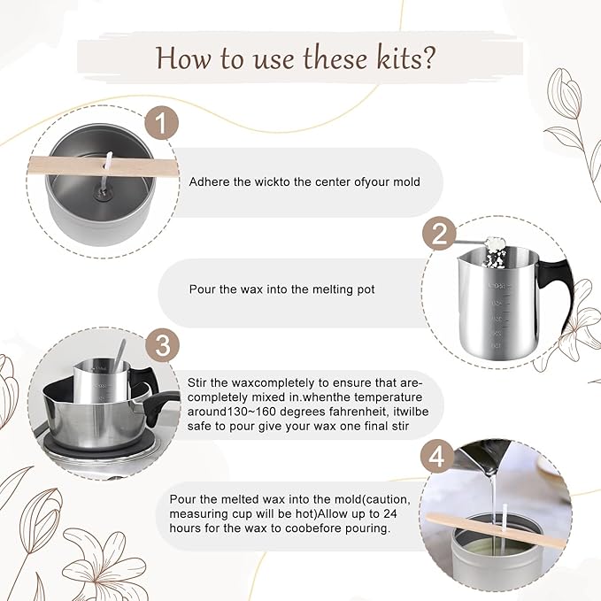 Candle Making Kits for Adults,Beginner,Kids, Soy Wax, Making Supplies Include 5 LB Soy Wax Flakes, 100 Candle Wick, Centering Devices, Melting Pot