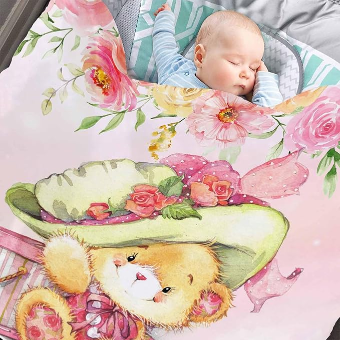 Ship Next Day, Personalized Baby Blankets with Name,Cute Little Bear Blankets for Kids,Super Soft Fleece Custom Baby Blanket for Boys,Girl, Personalized Gifts for Newborn
