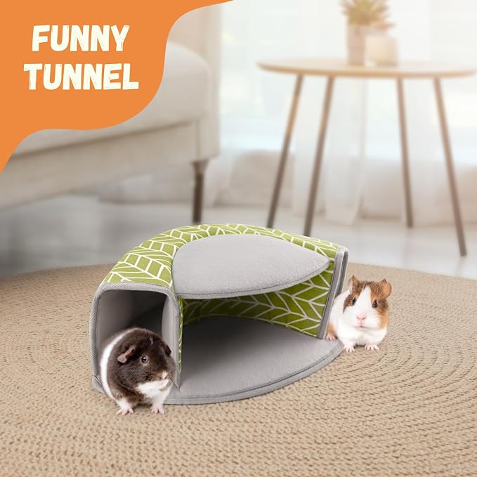 Guinea Pig Hideout, Interactive Guinea Pig Tunnel Bed, Washable | Small Animal Tubes Toys Cage Accessories for Ferret Bunny Chinchilla