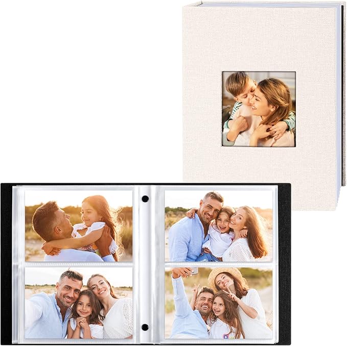 Ywlake Photo Album 4x6 200 Pockets 2 Packs, Linen Photo Albums Holds 200 Horizontal Pictures Only Beige (2 Packs)