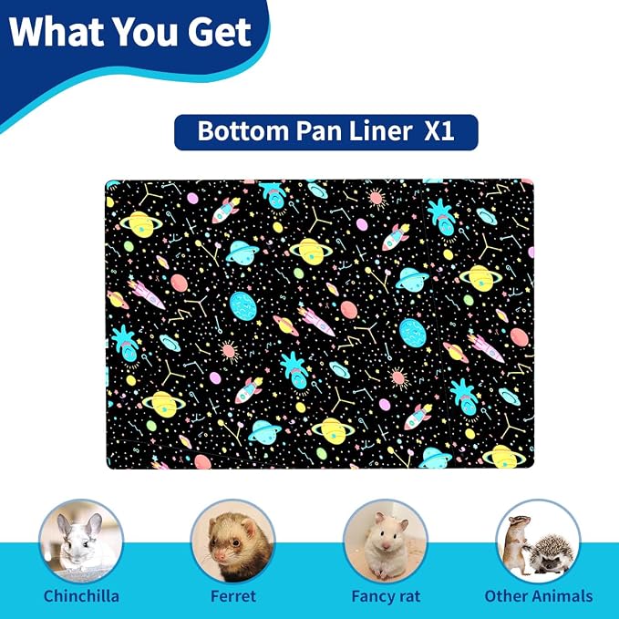 YKD Ferret Cage Liners for Ferret Nation & Critter Nation Cages | Waterproof Chinchilla Cage Accessories, Washable Bedding, for Ferrets, Chinchillas, Rats (Black, Bottom Pan Liner)