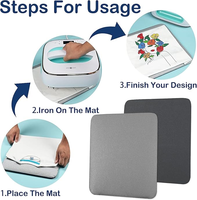 HTVRONT Heat Press Mat - 8"x10" Heat Press Pad for Craft Vinyl Ironing Insulation Transfer, Double Sided Applicable