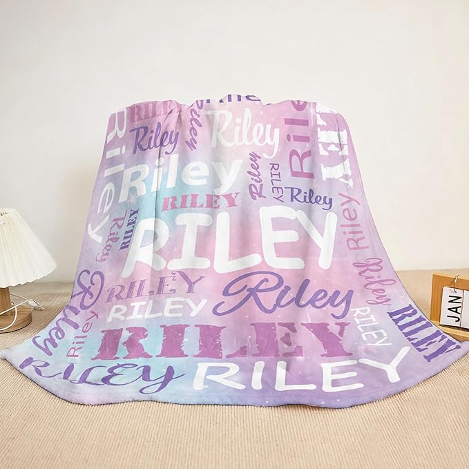 Ships Next Day- Custom Blanket with Name, Personalized Kids Throw Blankets, Teen Girl Gifts Trendy Stuff, Christmas Birthday Gifts for Boys Girls