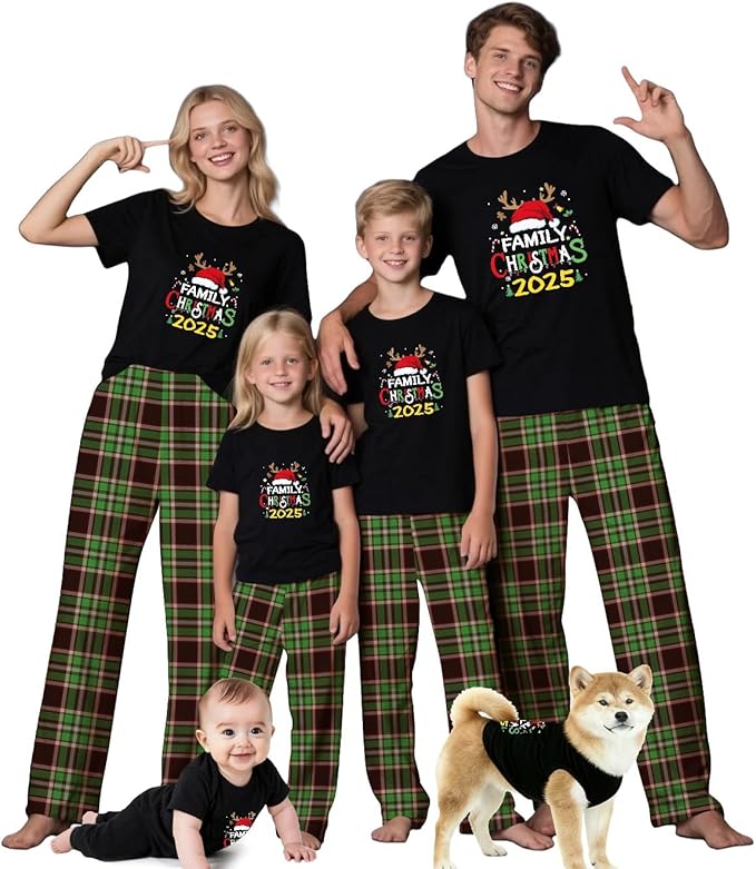 Family Christmas Pajamas Matching Sets Holiday Xmas Party Family Sleepwear Set Jammies for Couples