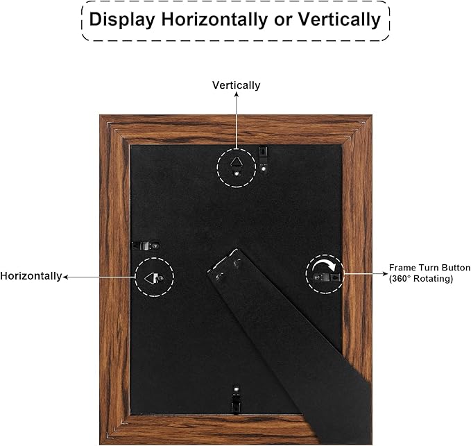 8.5x11 Picture Frame Display 2 opening Double 5x7 Picture Frame Collage,Multi Photo Frame with Mat,Plexiglass,Horizontal and Vertical Formats for Wall Decor,Carbonized Brown Wood Grain
