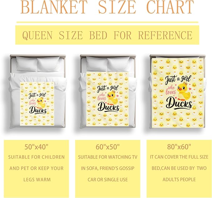 Duck Blanket Gifts for Duck Lovers Soft Flannel Ducks Throw Blanket Room Decor Merch Stuff for Girl Women 50"X40"