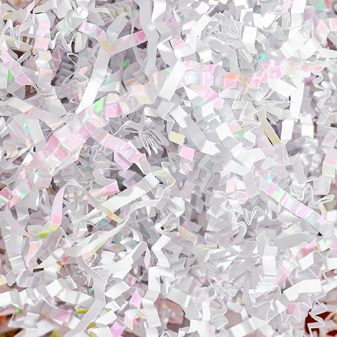 Crinkle Cut Paper Shred Filler 1LB Bulk – Premium White Decorative Shredded Paper for Gift Wrapping, Boxes, Baskets & Packaging – Eco-Friendly Filler for Weddings, Birthdays, Baby Showers & Holiday Crafts