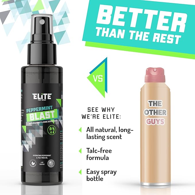 Elite Sportz Shoe Deodorizer - 4 oz Foot Spray and Shoe Odor Eliminator - No More Smelly Shoes or Stinky Feet with our Peppermint Shoe Freshener - Small Gift for Men & Women