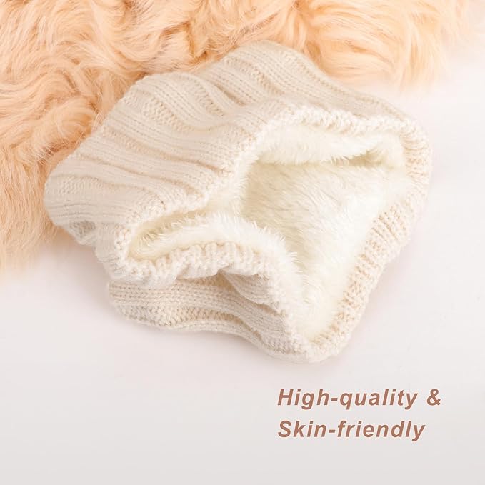 AQOKKA Knit Winter Headbands for Women Fuzzy Wool Fleece Lined Ear Warmers Elastic Turban Crocheted Head Wrap Winter Accessories for Women Cold Weather