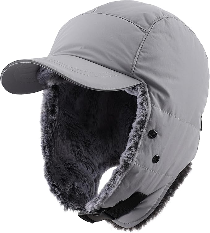 Connectyle Trapper Hat for Men Women Faux Fur Winter Hat with Ear Flaps Water-Resistant Hunting Hats Ushanka Skiing Cap