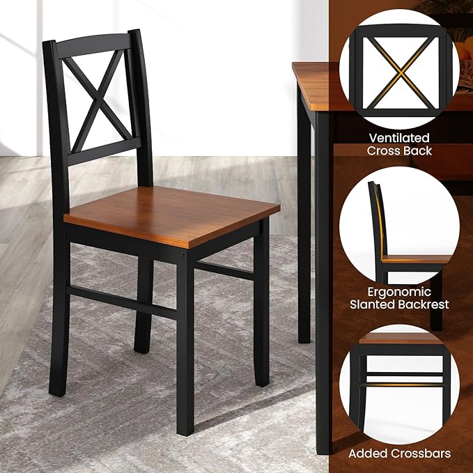 Tangkula 5-Piece Mid-Century Modern Dining Table Set for 4, Wooden Kitchen Table and Chairs, Compact Rubber Wood Dining Room Set for Small Spaces, Kitchen & Living Room