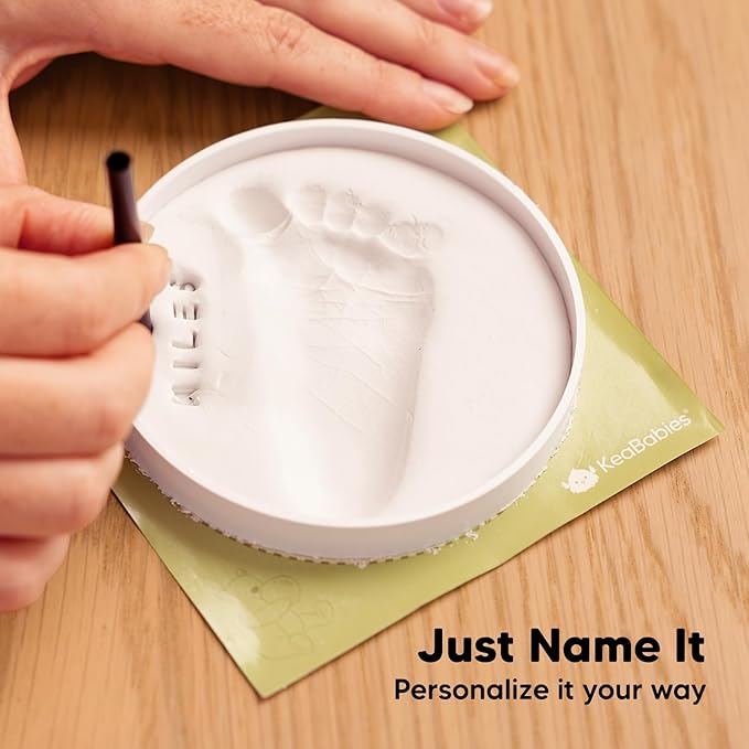 KeaBabies Baby Hand and Footprint Kit Girls, Boys - Personalized Baby Footprint Ornament Kit, Newborn Keepsake Gifts for New Mom, Easy to Use Handprint Makers, Cute Shower Gifts (Gold Paint, Cherish)