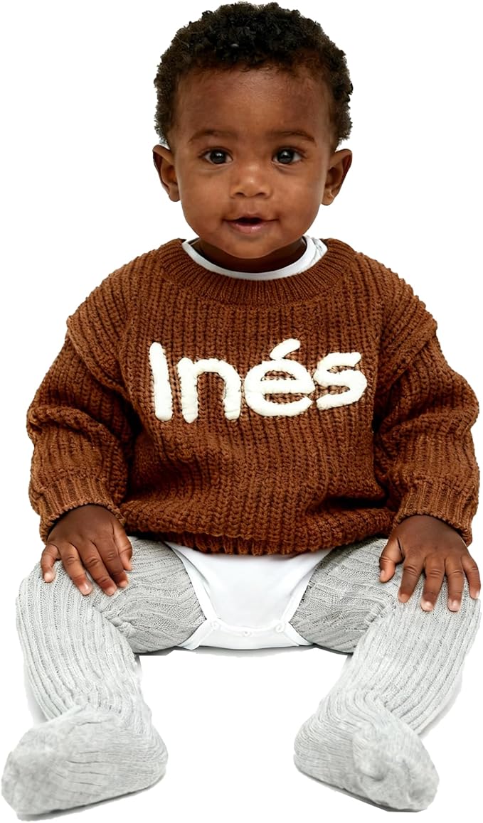 Personalized Knit Baby Boy Girl Sweater with Name Custom Pullover Sweatshirt Custom Baby Gifts