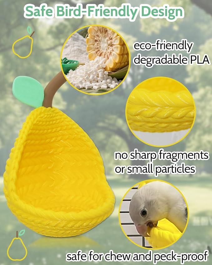 Cute Pear-Shaped Bird Bed for Cage, Only for Small-Sized Birds | Parakeet Nest with Cotton Pad, Quick-Release Buckle for Easy Clean, Open Hammock with Airy View for Lovebird Canary Budgie