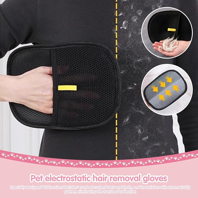 Aglads 8PCS Cat Rabbit Bunny Dog Grooming Kit, Self-Cleaning Slicker Brush & Deshedding Comb, Dematting Tool, Nail Clipper File, Flea Comb, Portable Storage Bag for Long/Short Haired Pets(8, pink)