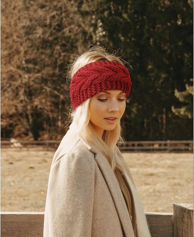 DRESHOW Winter Knit Chunky Headbands for Women Crochet Turban Knitted Ear Warmer Fashion Head Wrap 6 Pack