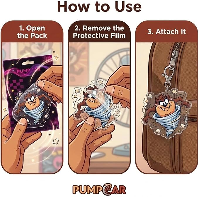 PumpCar Acrylic Keychain Double-Sided Charm Key Ring with Metal Clip Backpack Charm Bag and Car Key Accessory Collectible