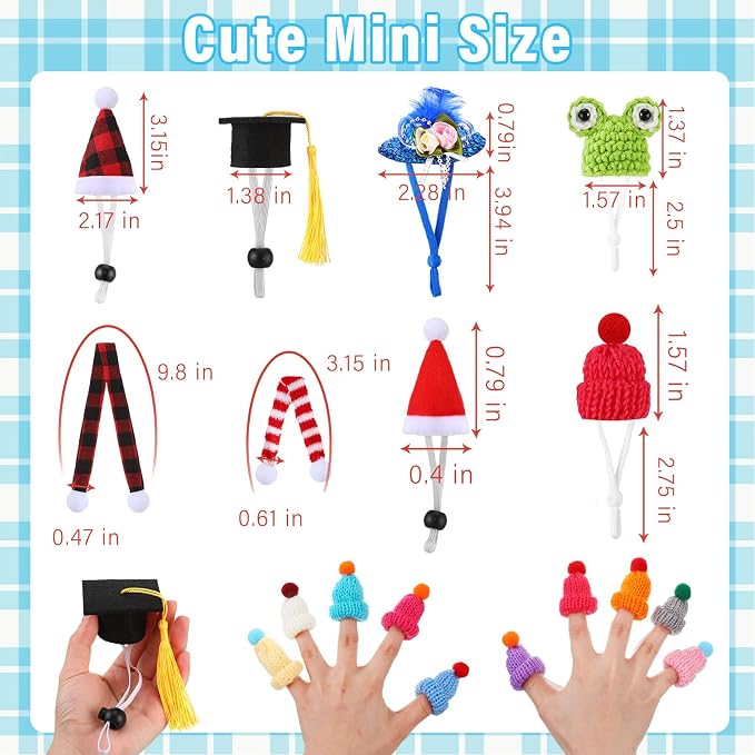 44 Pcs Guinea Pig Hat Scarf, Small Animal Hats Hamster Hedgehog | Mini Knitted Costume for Snakes Lizards, Holiday Party Photo Props, Multiple Styles with Pom Decorations, Tiny Pets Gift