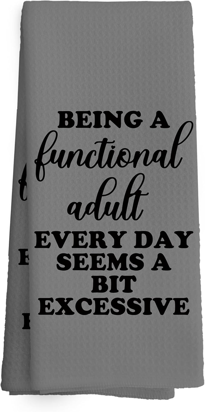 Funny Sarcastic Adult Gray Dish Towels 16x24 Inches, Decorative Absorbent Hand Tea Kitchen Bathroom Towels