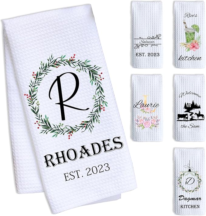 ubmpj Personalized Kitchen Towel Custom Waffle Weave Towel Gift for Housewarming Wedding Friend Birthday