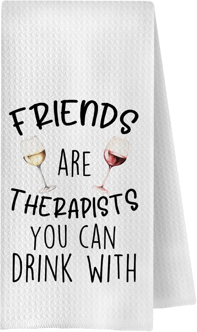 Friends and Wine Kitchen Towels, Wines Lovers Gifts Dish Tea Bar Towels for Kitchen Bar Cart Decor, Wine Gifts for Women Men Decorative Hand Towels, 16x24 Inches