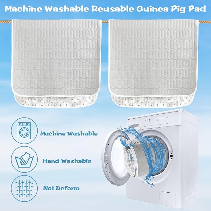 UPINS 2-Piece Guinea Pig Pee Pads, 47 X24 Inches Guinea Pig Cage Liner Reusable Guinea Pig Mat for Small Animals Hamster Rabbit Squirrel