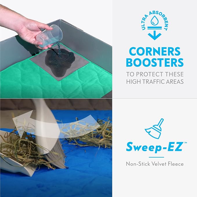 Paw Inspired PopCorner Washable Fleece Cage Liners, C&C 2x5, Gray | Reinforced Corners, Super Absorbent Mat, Bedding, Waterproof Bottom, Guinea Pigs, Ferrets, Rabbits, Hamsters, Small Animals