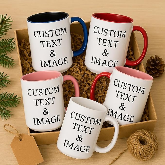 Customized Photo Mug with Personalized Text Upload Your Image with Different Designs