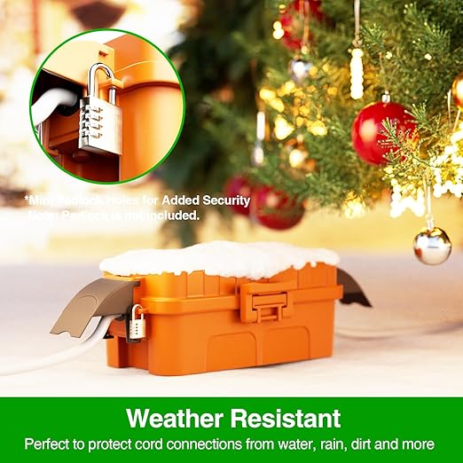 Flemoon [2 Pack] IP55 Small Outdoor Electrical Box Waterproof (Inner 5.9 x 3.2 x 1.8inch), Extension Cord Cover with Detachable Awning Covers for Plug, Outlet, Holiday Lights, Orange