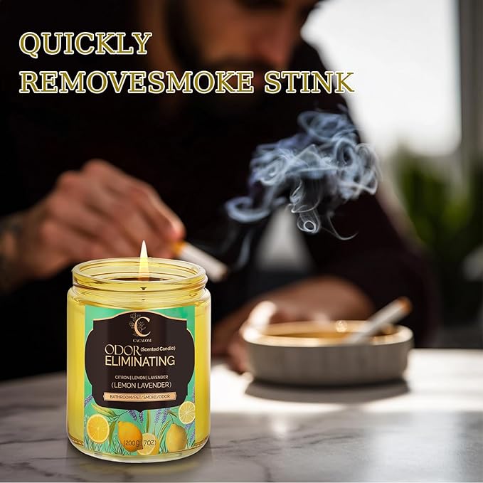 4 Pack Odor Eliminating Candles Set for Pet Smoke, Scented Candles for Home Decor Non Toxic Soy Wax Candle for Relaxing Stress Relief Women Men, 40 Hours Burning Time, House Warming Gifts for Host