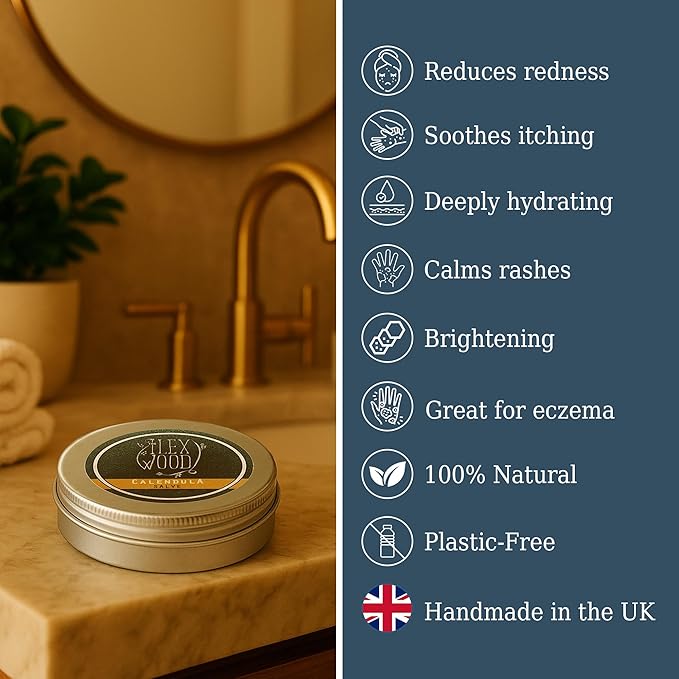 The Ilex Wood - Calendula Salve - all natural balm, soothes rashes, itching, dry skin, eczema, hand cream for women and men, cruelty free, plastic free - 3.38 fl oz (100ml)