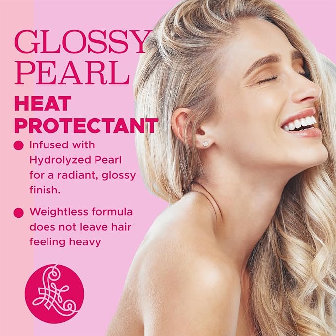 Luseta Glossy Pearl Heat Protectant Spray Smoothing Thermal Protection Treatment Enhance Shine and Add Strength for All Hair Types Protect Hair from Heat Damage 8.5oz