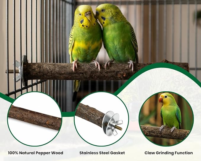 DS. DISTINCTIVE STYLE 6 PCS Bird Perches for Cage | Natural Apple Wood Perch Set with Platforms for Small Birds, Parakeets, Budgies, Cockatiels Climbing, Resting & Foot Exercise