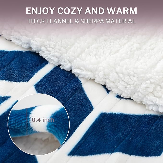 VENTIMI Electric Blanket Heated Throw, 50" x 60" Heated Blanket with 5 Heat Levels & 3 Hours Auto Off, Fast Heating Blankets with ETL & FCC Certification, Navy