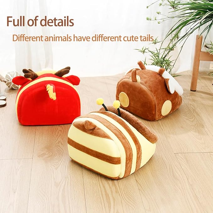 EAEDMY Guinea Pig Rat Bed Hideout for Rat Bearded Dragon Hedgehog Ferret to Sleep and Hide, Guinea Pig Cage Accessories Habitat Décor (Large, 2.Giraffes)