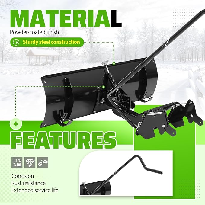 Wutist 46" Black Snow Blade Plows Attachment Compatible with Columbia, Troy-Bilt, Remington, Yard-Man and Yard Machines Heavy Duty Steel