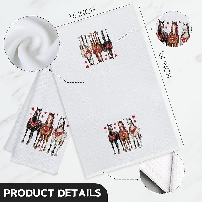 Horse Kitchen Towels, Western Hand Towels for Bathroom, Horse Lover Gifts Dish Towels, Kitchen Bathroom Decor, 16x24 Inch