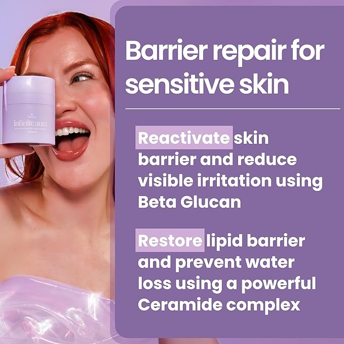 Infinite Aura Face Moisturizer – Facial Lotion for Women; Hyaluronic Acid + Ceramide Wrinkle Barrier Repair Cream, Beta-Glucan Redness Relief, Copper Peptide Firming Anti Aging Day-Night