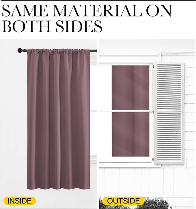 NICETOWN Kitchen Curtains, Short Blackout Curtains & Drapes, Home Decoration Privacy Thermal Insulated Curtains for Unicorn Theam Room (Dry Rose, 42" Wide, 54" Long, 2 PCs)