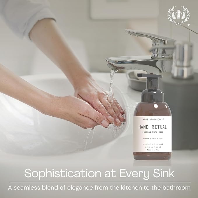 Muse Apothecary Hand Ritual - Aromatic and Nourishing Foaming Hand Soap, Infused with Natural Aromatherapy Essential Oils - USDA Certified Biobased - 11.5 oz, Coconut + Sandalwood, Pack of 3