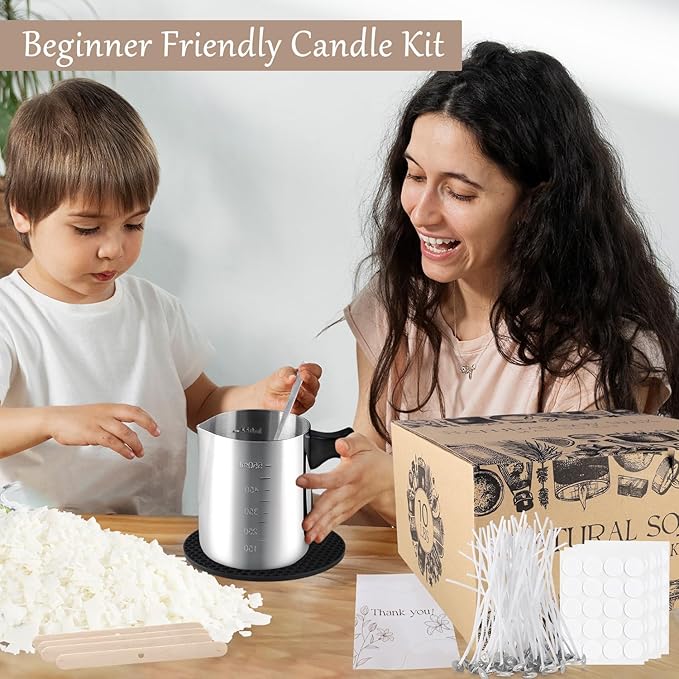 Candle Making Kits for Adults,Beginner,Kids, Soy Wax, Making Supplies Include 10 LB Soy Wax Flakes, 100 Candle Wick, Centering Devices, Melting Pot