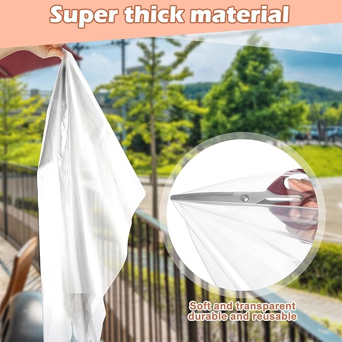 Window Insulation Kit Cuttable Transparent Film with Adhesive Straps Reusable Window Plastic for Winterizing Thicken Thermal Waterproof Attic Insulation Cover Warm Winter (87 Inch X 10 ft)