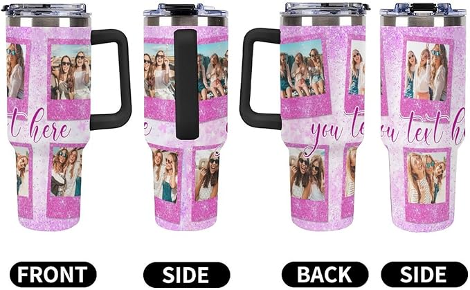 Personalized Tumbler Custom Insulated Travel Mug Custom Drinking Coffee Cup with Photos and Text 40oz Christmas Birthday Gift