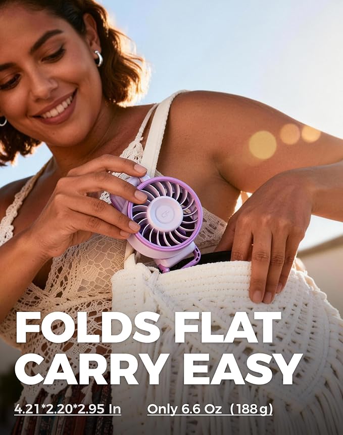 Diveblues Portable Turbo Fan, 100 Speed Handheld Fan with Strong Airflow, Foldable 4 in 1 Personal Fan for Neck, Desk & Travel, USB-C Rechargeable, Lightweight for Summer, Concerts & Outdoor Use