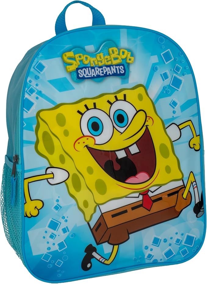 AI ACCESSORY INNOVATIONS Spongebop Square Pants Kids Backpack, 15" School Bag for Girls & Boys, Blue